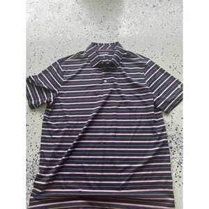 Michel Rouen Performance Polo Striped Golf‎ Casual Short Sleeve Shirt L